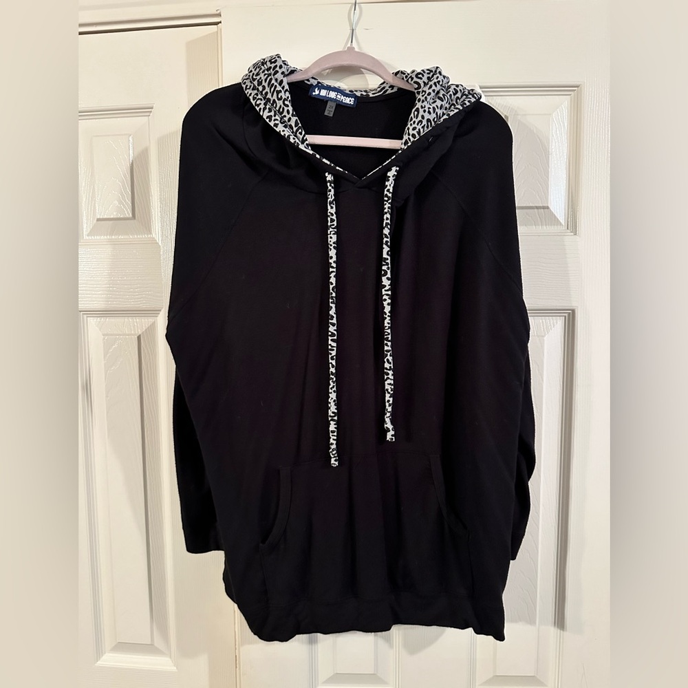 Black hoodie leopard accents